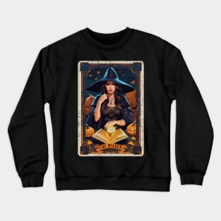 The Reader Vintage Witch Halloween Tarot Card Crewneck Sweatshirt